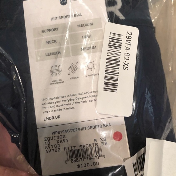 LNDR NWT HIIT SPORTS BRA NAVY XS - Picture 3 of 3